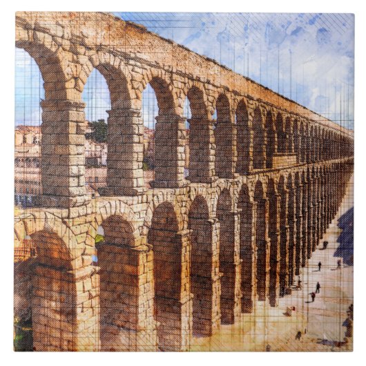 Roman Aqueduct, Segovia. Spanien. Fliese (Vorderseite)