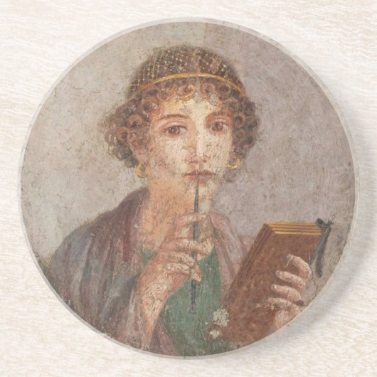 Roman Art Pompeii Sappho Girl mit Stylus Antique Getränkeuntersetzer (Vorne)