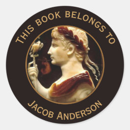 Roman Buchzeichen Kaiser Octavian Augustus Cameo Runder Aufkleber