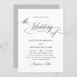 Roman Classic Black Calligraphy Wedding Einladung