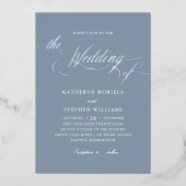 Roman Classic Script Calligraphy Wedding Silver Folieneinladung (Vorderseite)