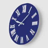 Roman Clock Silver Gray Blue Navy Große Wanduhr (Winkel)