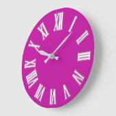 ROman Clock Silver Gray Gray Pink Fuchsia Minimal Große Wanduhr (Winkel)