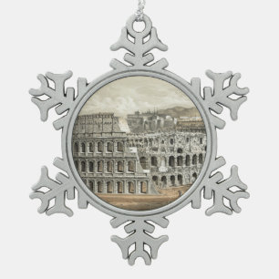 Roman Coliseum Schneeflocken Zinn-Ornament