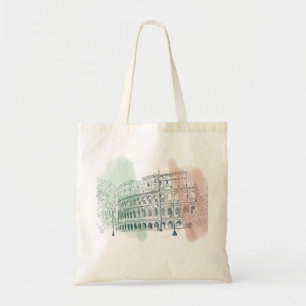Roman Colosseum Italienische Flaggenfarben Sketch Tragetasche