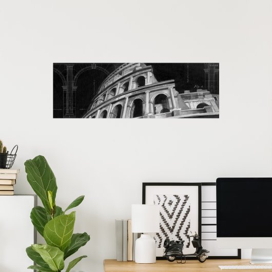 Roman Colosseum with Architectural Drawings Poster (Heimbüro)