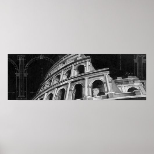 Roman Colosseum with Architectural Drawings Poster (Vorne)