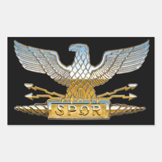 Roman Eagle in Chrome Rechteckiger Aufkleber (Vorderseite)
