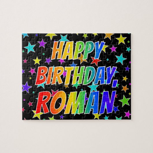 "ROMAN" First Name, Fun "HAPPY BIRTHDAY" Puzzle (Horizontal)