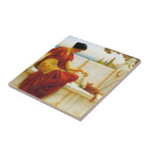 Roman Frau spielt mit ihrer Lieblingskatze Fliese (Seite)