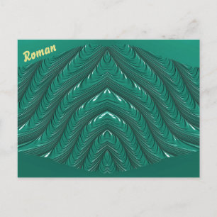 ROMAN ~ Glossy Postcard 3D Green Zany Postkarte