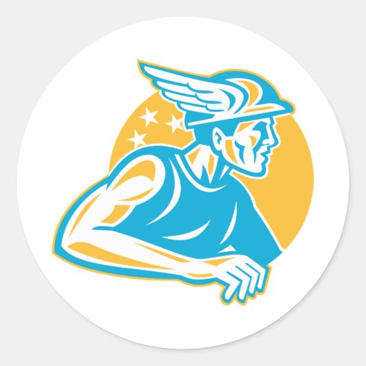 Roman God Mercury Hermes Runder Aufkleber (Vorderseite)