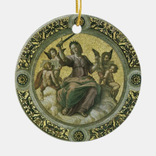 Roman Goddess Justice mit Engeln von Raphael Keramik Ornament (Vorne)