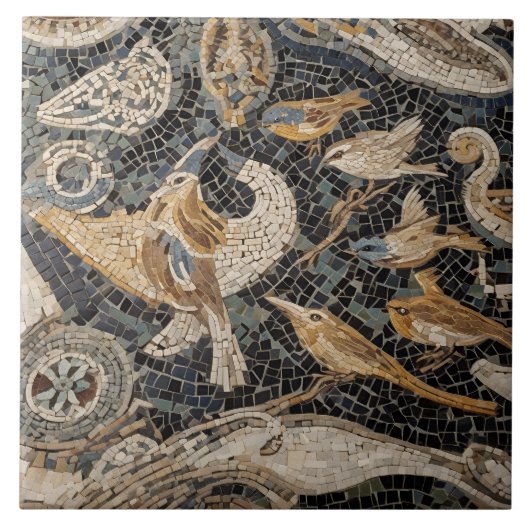 Roman Mosaik Style Birds Keramik Tile Fliese (Vorderseite)