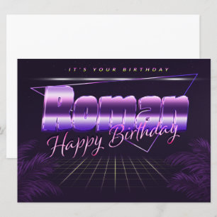 Roman Name Vorname lila retro Karte Geburtstag