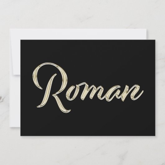 Roman Name white gold Handwriting Karte (Vorderseite)