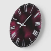 Roman Number Beet Burgundy Silver Gray Metal Große Wanduhr (Winkel)