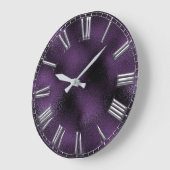 Roman Number Lila Pum Silver Gray Metal Große Wanduhr (Winkel)