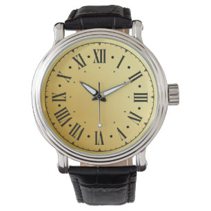 Roman Numbers Black Aquamarin Men Armbanduhr