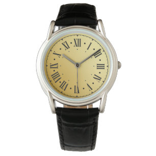 Roman Numbers Black Aquamarin Men Armbanduhr