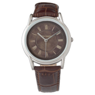 Roman Numbers Rusty Brown Armbanduhr