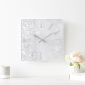 Roman Numbers Silver Gray Grey Glitter Glam Quadratische Wanduhr (Zuhause)