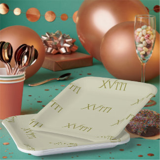 Roman Numeral 18. Geburtstag Papierplatte Pappteller