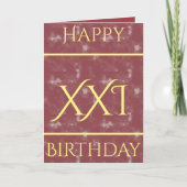 Roman Numeral 21. Geburtstag Grußkarte Karte (Vorderseite)