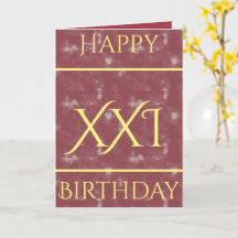 Roman Numeral 21. Geburtstag Grußkarte