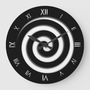 Roman Numeral Black Spiral Hypno Wall Clock Große Wanduhr