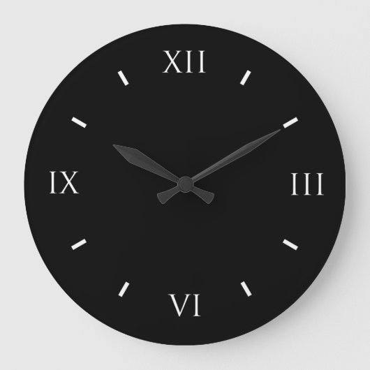 Roman Numeral Black Wall Clock (Round) Große Wanduhr (Vorderseite)