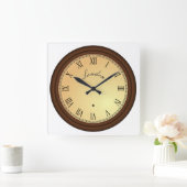 Roman Numeral Simulated Wood Frame London Quadratische Wanduhr (Zuhause)
