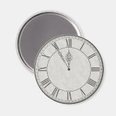 Roman Numerale Clock Face B&W Magnet (Vorderseite/Rückseite)