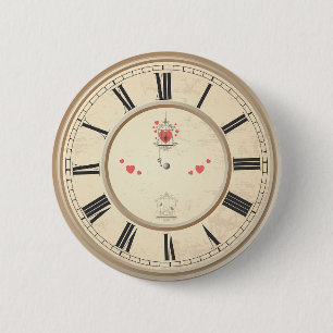 Roman Numerals Clock Design Button