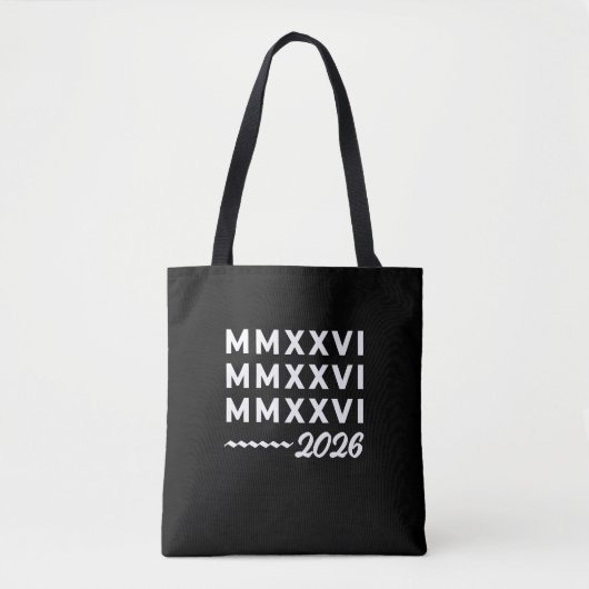 Roman Numerals MMXXVI – 2026 White Modern Typograp Tasche (Vorderseite)