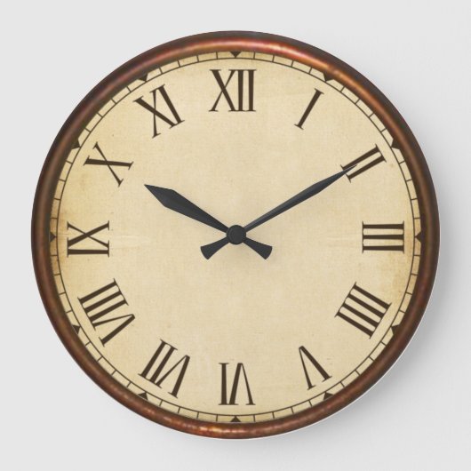 Roman Numerals Vintage Clock Große Wanduhr (Vorderseite)