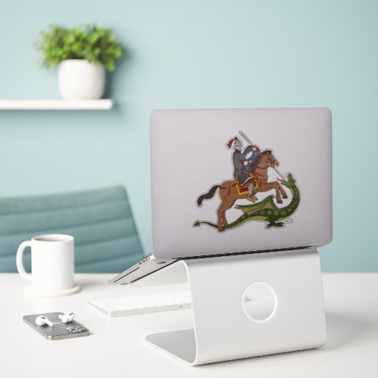 Roman Saint George und der Drache Aufkleber (Laptop auf Schreibtisch)