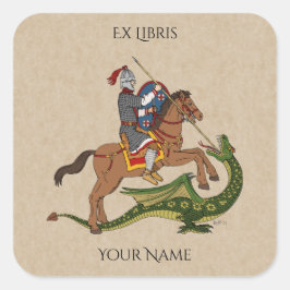 Roman Saint George und Dragon Buchzeichen Quadratischer Aufkleber