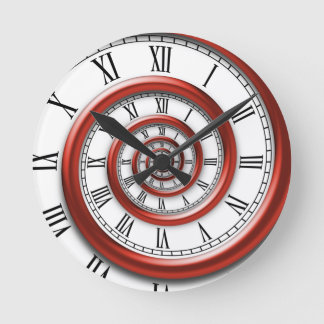Roman Spiral - Rot Runde Wanduhr
