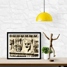 Roman Stone Carved Drama Faces Foto Print