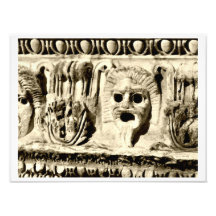 Roman Stone Carved Drama Faces Foto Print