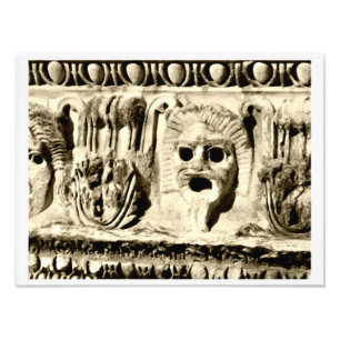 Roman Stone Carved Drama Faces Foto Print