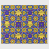 Roman Tile Mosaic Look - Blau / Gelb - eigener Tex Geschenkpapier (Flach)