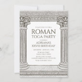 Roman Toga Party Einladung mit eleganten Säulen (Vorderseite)