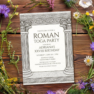 Roman Toga Party Einladung mit eleganten Säulen