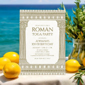 Roman Toga Party mit eleganten Tempelsäulen Einladung
