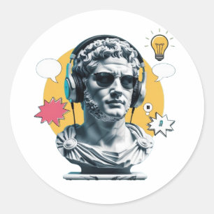 Roman Vibes - Modernes Kunstposter Runder Aufkleber