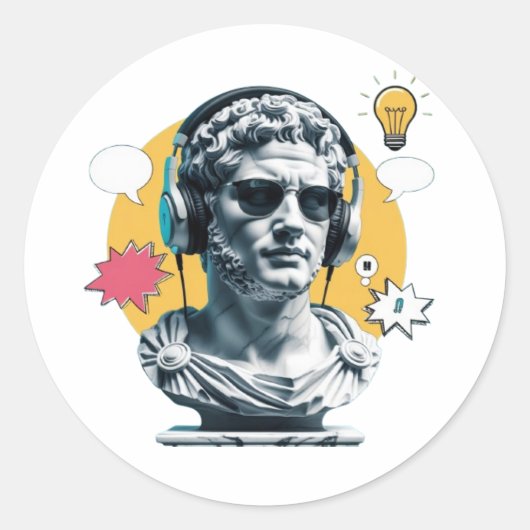 Roman Vibes - Modernes Kunstposter Runder Aufkleber (Vorderseite)
