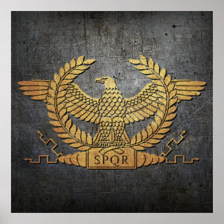 Roman Weathered Gold Eagle auf Eisen Poster