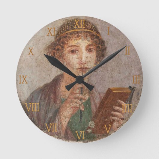Roman Zahlen Pompeii Kunst, Dichtung und Musik Runde Wanduhr (Vorderseite)